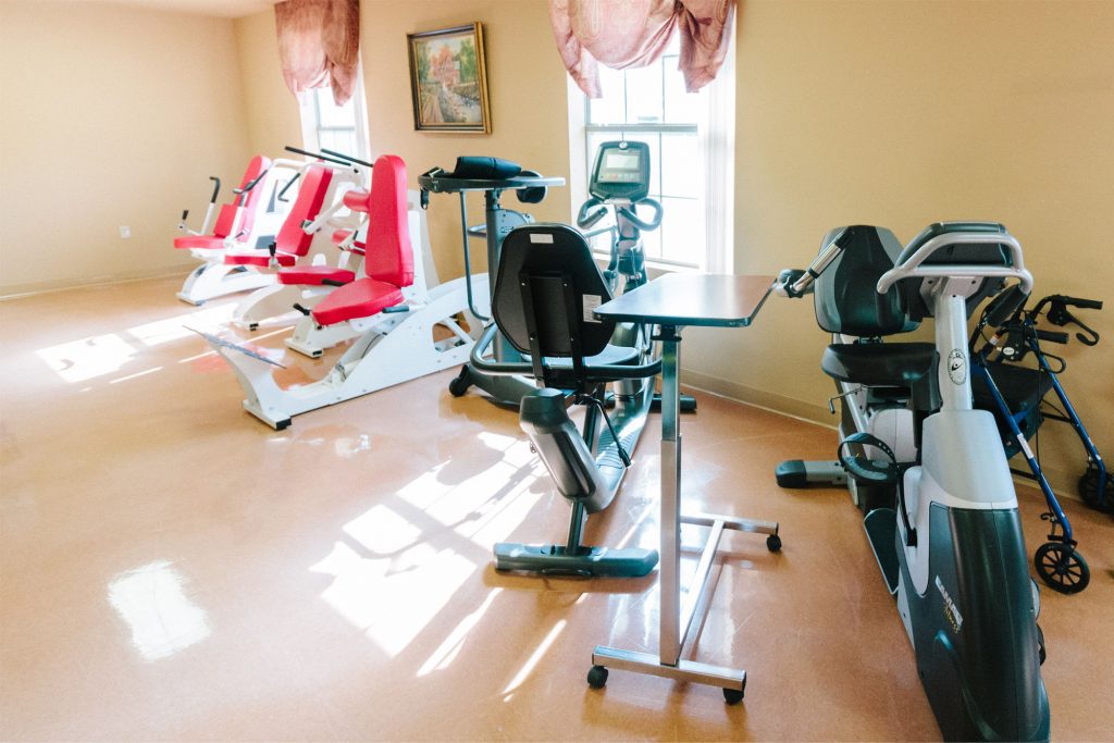 Physical therapy room available for short term care patients at Edgewood